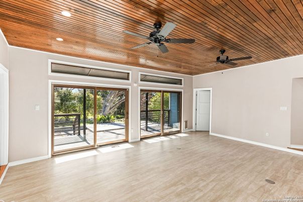 Empty room, Interior, Recessed Lighting, Wooden Ceilings, Wood Texture Flooring