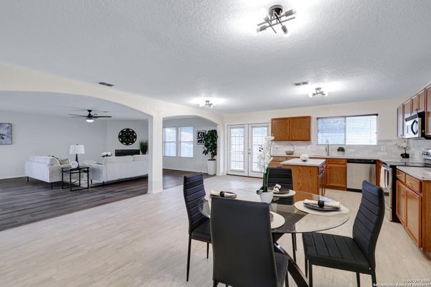 Dining room, Interior, Kitchen, Living room, Wood Texture Flooring