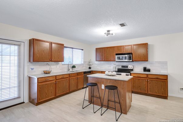 Interior, Kitchen, Stainless Steel Appliances, Wood Texture Flooring