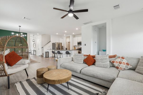 Interior, Kitchen, Living room, Pendant Lights, Recessed Lighting, Stainless Steel Appliances, Wood Texture Flooring
