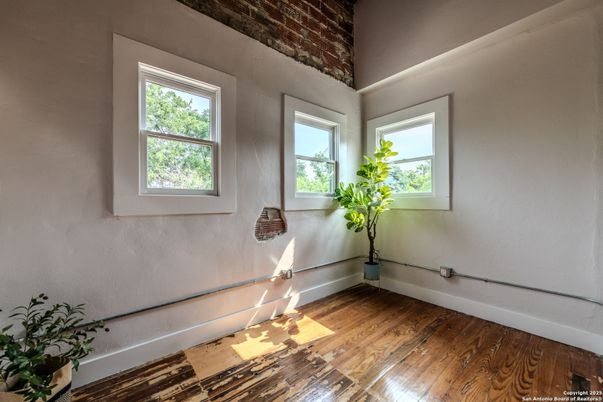 Empty room, Interior, Stone Walls, Wood Texture Flooring