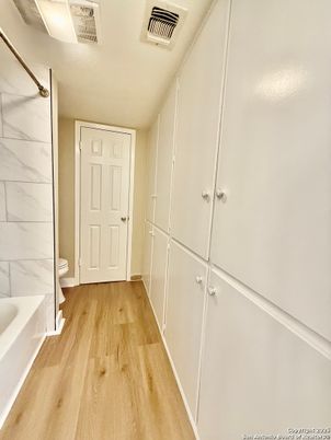 Bathroom, Interior, Marble Walls, Wood Texture Flooring