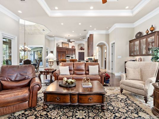 Chandelier, Dining room, Interior, Kitchen, Living room, Pendant Lights, Recessed Lighting, Wood Texture Flooring