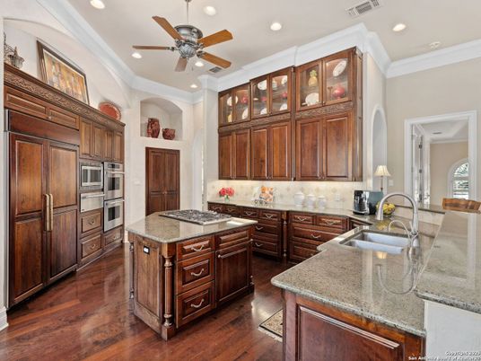 Interior, Kitchen, Recessed Lighting, Wood Texture Flooring