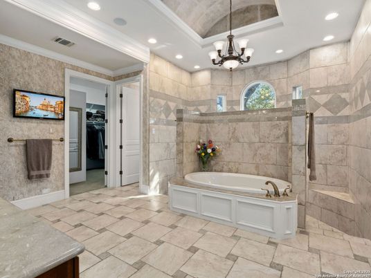 Bathroom, Chandelier, Interior, Recessed Lighting