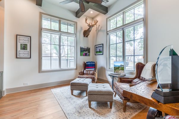 Home Office, Interior, Recessed Lighting, Wood Texture Flooring