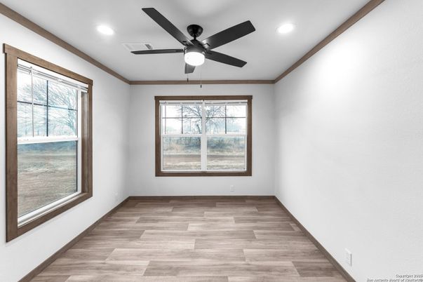 Empty room, Interior, Recessed Lighting, Wood Texture Flooring