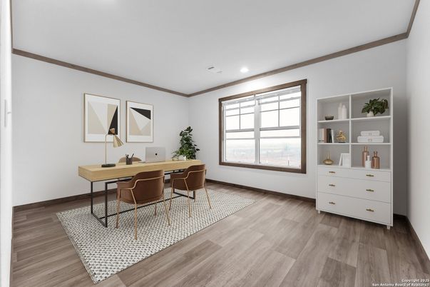 Home Office, Interior, Recessed Lighting, Wood Texture Flooring