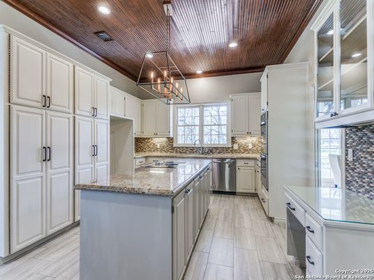 Interior, Kitchen, Pendant Lights, Recessed Lighting, Stainless Steel Appliances, Wooden Ceilings