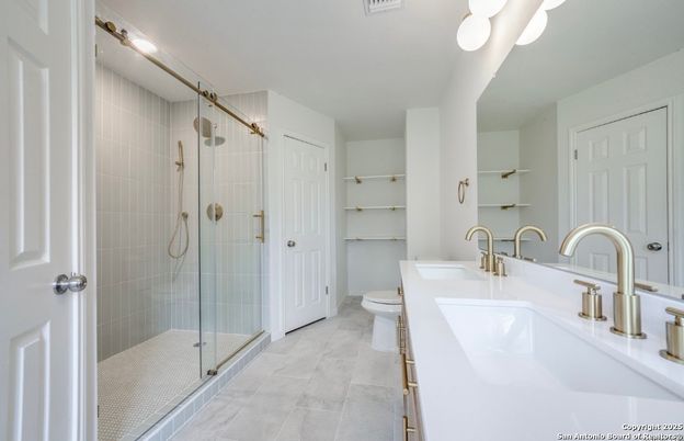 Bathroom, Dual Sink Vanities, Glass Shower, Interior