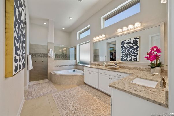Bathroom, Dual Sink Vanities, Glass Shower, Interior, Recessed Lighting