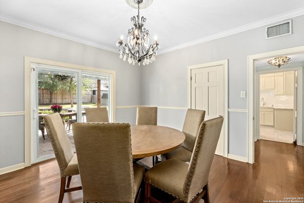 Chandelier, Dining room, Interior, Wood Texture Flooring