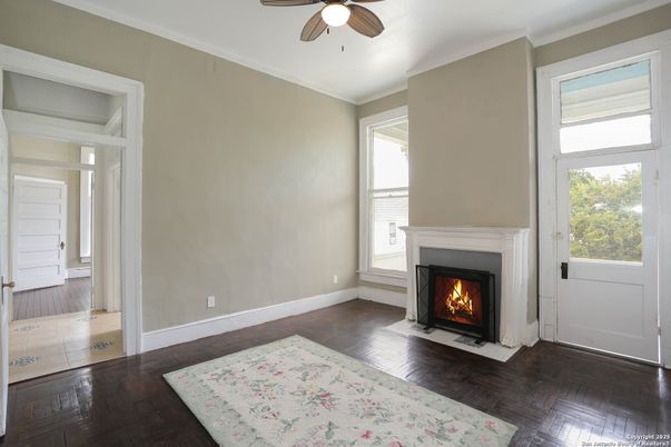 Empty room, Fireplace, Interior, Wood Texture Flooring