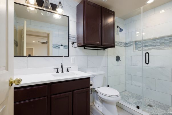 Bathroom, Glass Shower, Interior, Recessed Lighting