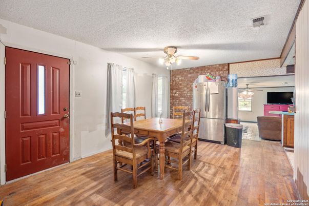 Dining room, Interior, Kitchen, Stone Walls, Wood Texture Flooring
