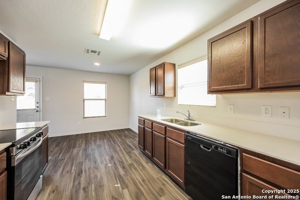 Interior, Kitchen, Recessed Lighting, Wood Texture Flooring