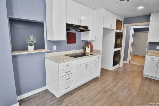 Interior, Kitchen, Recessed Lighting, Wood Texture Flooring