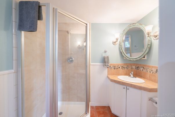 Bathroom, Glass Shower, Interior, Tile Countertops