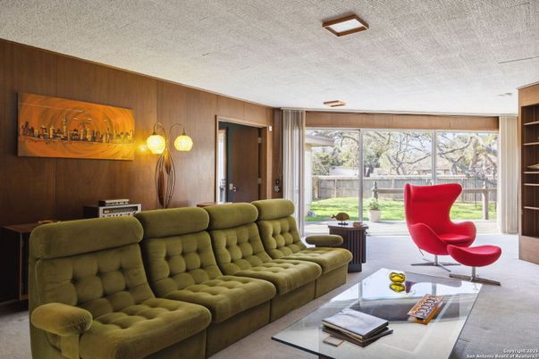 Interior, Living room, Recessed Lighting, Wooden Walls