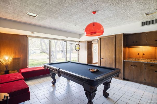 Billiard Table, Game Room, Interior, Pendant Lights