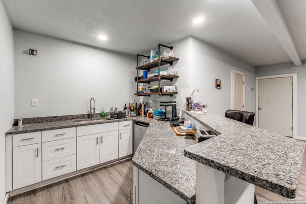 Interior, Kitchen, Recessed Lighting, Wood Texture Flooring