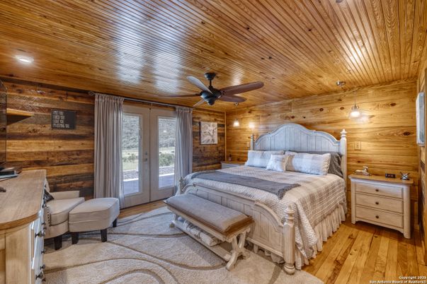 Bedroom, Interior, Recessed Lighting, Wooden Ceilings, Wood Texture Flooring, Wooden Walls