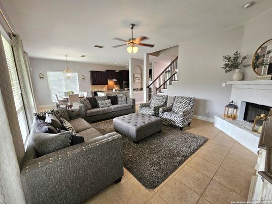 Dining room, Fireplace, Interior, Kitchen, Living room, Pendant Lights, Recessed Lighting