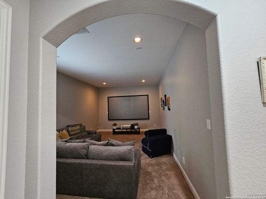 Interior, Living room, Projection Screen, Recessed Lighting, Theatre Room