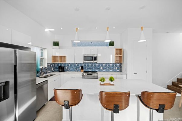 Interior, Kitchen, Pendant Lights, Recessed Lighting, Stainless Steel Appliances