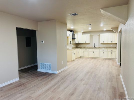 Interior, Kitchen, Recessed Lighting, Wood Texture Flooring