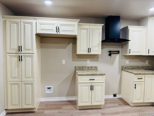 Interior, Kitchen, Recessed Lighting, Wood Texture Flooring