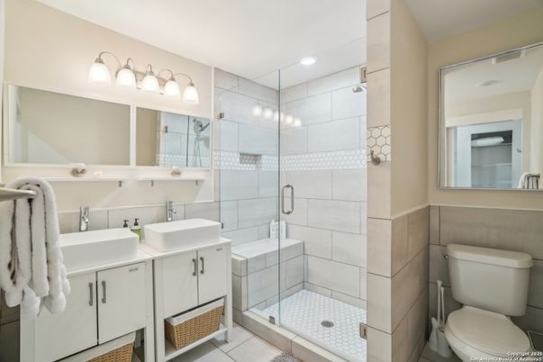 Bathroom, Dual Sink Vanities, Glass Shower, Interior, Recessed Lighting