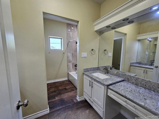 Bathroom, Dual Sink Vanities, Interior, Wood Texture Flooring