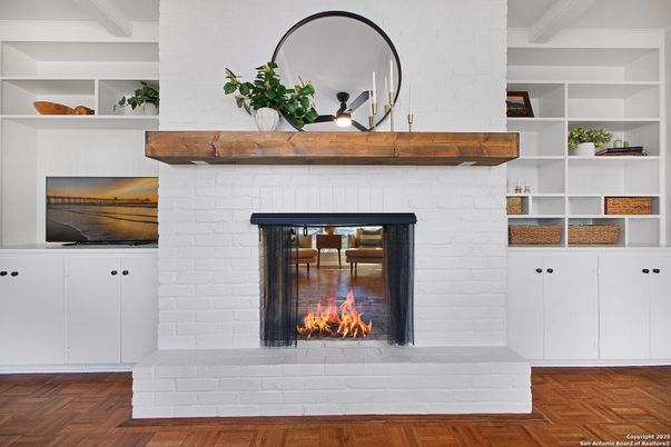 Fireplace, Interior, Wood Texture Flooring