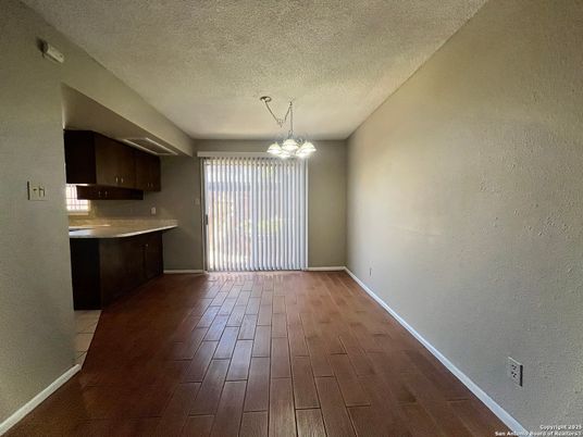 Empty room, Interior, Kitchen, Pendant Lights, Wood Texture Flooring