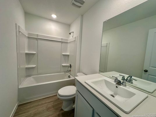 Bathroom, Interior, Recessed Lighting, Wood Texture Flooring