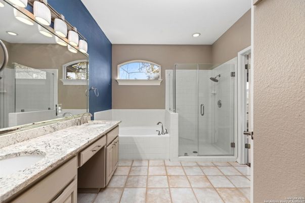 Bathroom, Dual Sink Vanities, Glass Shower, Interior, Recessed Lighting