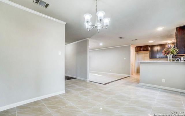 Chandelier, Empty room, Interior, Kitchen, Recessed Lighting