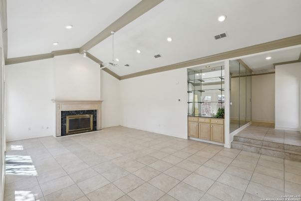 Empty room, Fireplace, Interior, Recessed Lighting