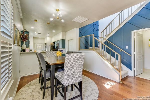 Dining room, Interior, Kitchen, Recessed Lighting, Wood Texture Flooring