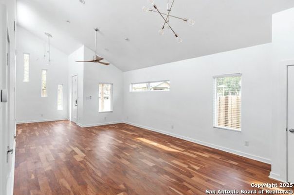 Empty room, Interior, Pendant Lights, Wood Texture Flooring