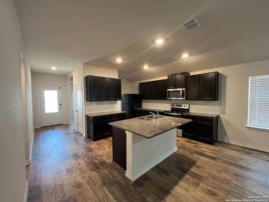 Interior, Kitchen, Recessed Lighting, Wood Texture Flooring