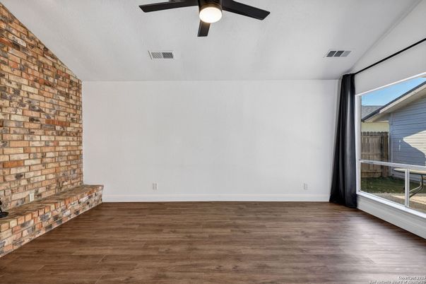Empty room, Interior, Stone Walls, Wood Texture Flooring