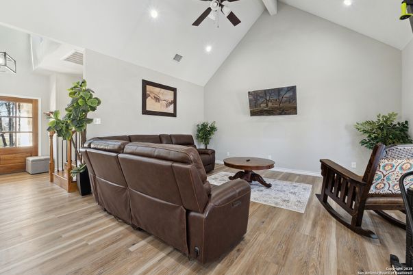 Interior, Living room, Recessed Lighting, Wood Texture Flooring
