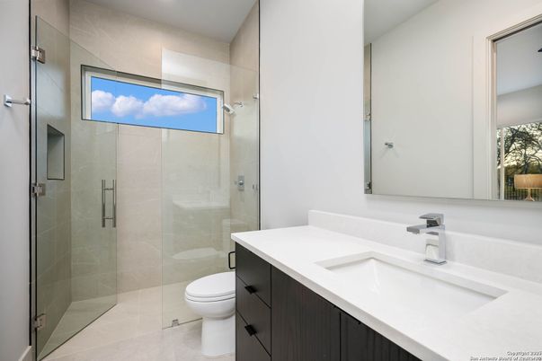 Bathroom, Glass Shower, Interior, Recessed Lighting
