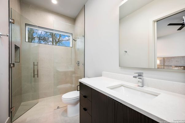 Bathroom, Glass Shower, Interior, Recessed Lighting