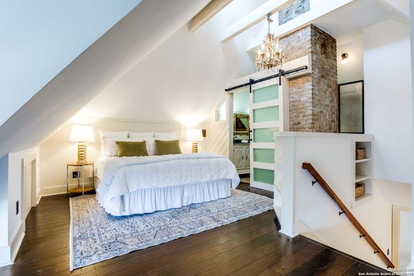 Bedroom, Chandelier, Interior, Wood Texture Flooring