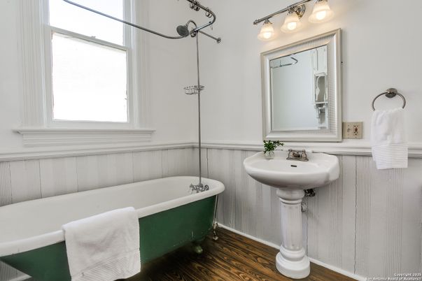 Bathroom, Free Standing Baths, Interior, Wood Texture Flooring