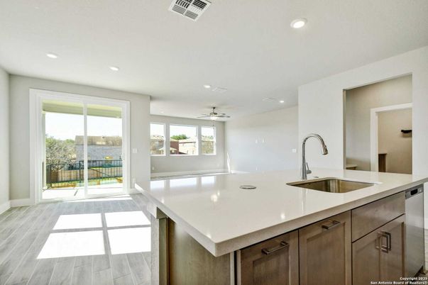 Interior, Kitchen, Recessed Lighting, Wood Texture Flooring