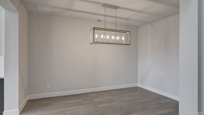 Empty room, Interior, Pendant Lights, Wood Texture Flooring
